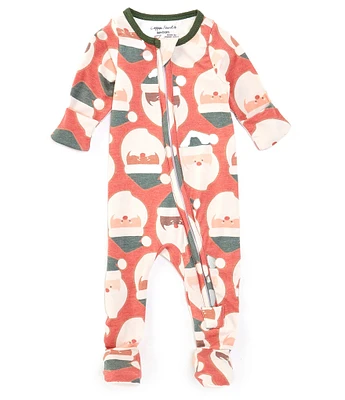 Copper Pearl Baby Newborn-24 Months Santa Clause Print Long Sleeve Zip Front Footie