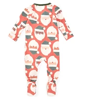 Copper Pearl Baby Newborn-24 Months Santa Clause Print Long Sleeve Zip Front Footie