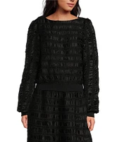 COREY LYNN CALTER Alma Stripe Woven Bateau Neck Long Sleeve Top