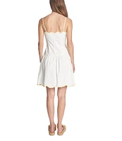 COREY LYNN CALTER Destiny Stretch Cotton Lemon Fruit Embroidery Scallop Dress