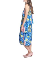 COREY LYNN CALTER Esmerelda Floral Crepe V-Neck Sleeveless Tie Back Dress