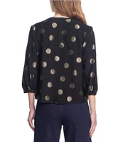 COREY LYNN CALTER Jessina Jacquard Metallic Dot V-Neck Shirt