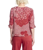 COREY LYNN CALTER Pilar Woven Floral Print V-Neck 3/4 Sleeve Top