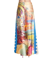 COREY LYNN CALTER Printed Satin Flat Front Palazzo Pants