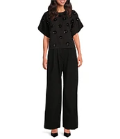 COREY LYNN CALTER Rowan Stretch Twill Wide Leg Pleated Trouser Pant