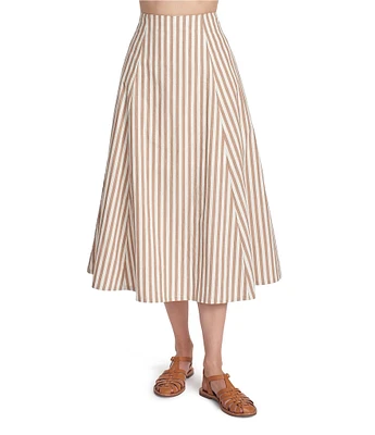 COREY LYNN CALTER Scout Woven Stripe Print Full A-Line Midi Skirt