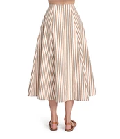 COREY LYNN CALTER Scout Woven Stripe Print Full A-Line Midi Skirt