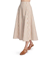 COREY LYNN CALTER Scout Woven Stripe Print Full A-Line Midi Skirt