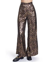 COREY LYNN CALTER Tasha Woven Metallic Leopard Print Wide Leg Pant