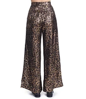 COREY LYNN CALTER Tasha Woven Metallic Leopard Print Wide Leg Pant