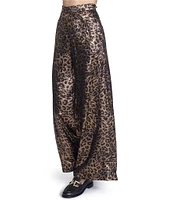 COREY LYNN CALTER Tasha Woven Metallic Leopard Print Wide Leg Pant