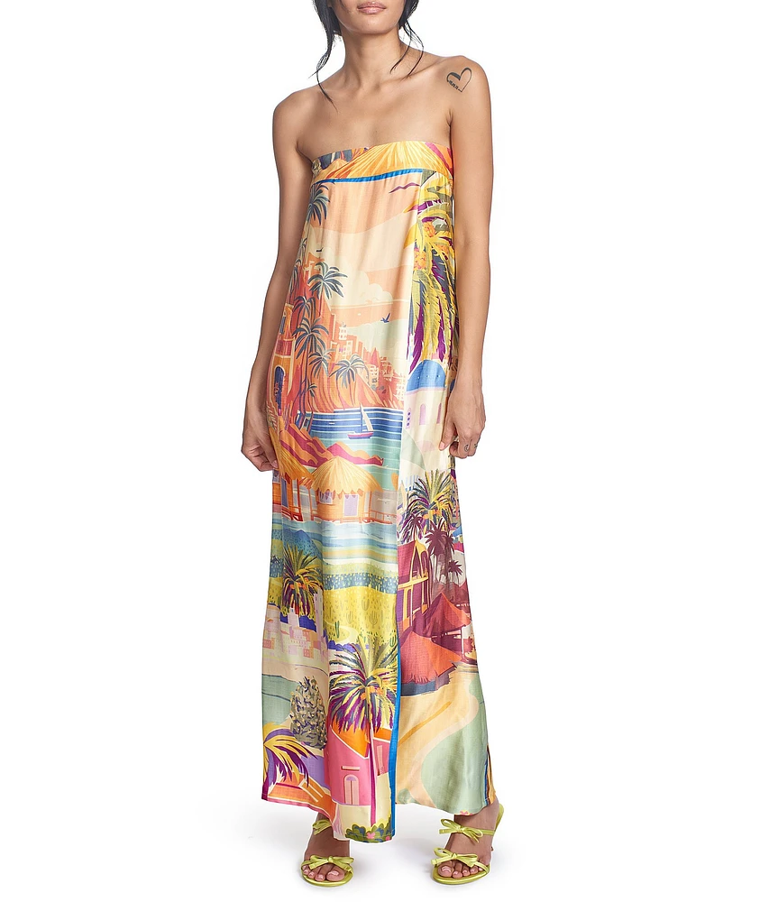 COREY LYNN CALTER Thalis Printed Strapless Sleeveless Maxi Dress