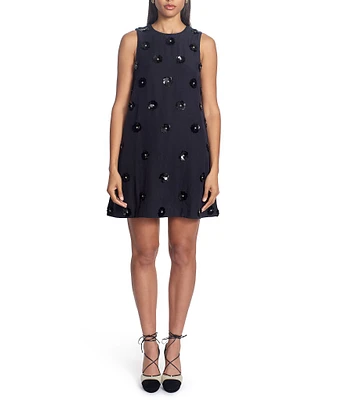 COREY LYNN CALTER Veruca Woven Embroidered Paillette Sequin Mini Shift Dress