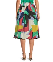 COREY LYNN CALTER Wilson Cotton Poplin Abstract Floral Print Bubble A-Line Skirt