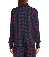 COREY LYNN CALTER Yimmi Crepe Dot Print Point Collar Long Sleeve Button Front Coordinating Top