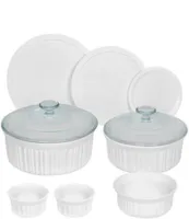 CorningWare French White 10-Piece Round Fluted Oven-to-Table Bakeware Set
