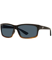 Costa Men's 6S9047 Cut 60mm Rectangle Polarized Sunglasses