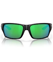 Costa Men's Tailfin 60mm Rectangle Mirrored Polarized Sunglasses