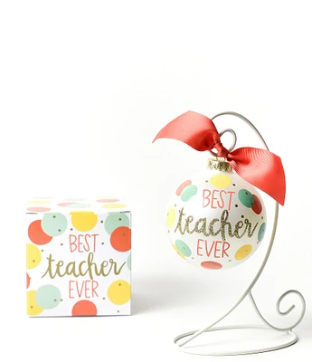 Coton Colors Best Teacher Ever Glass Ornament with Swirl Stand Set