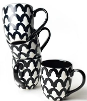 Coton Colors Black Arabesque Mugs, Set of 4