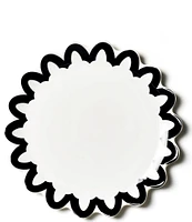 Coton Colors Black Arabesque Trim Scallop Salad Plates, Set of 4