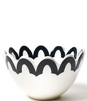 Coton Colors Black Arabesque Trim Scallop Small Bowls, Set of 4