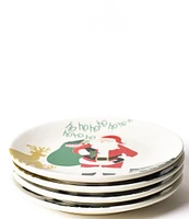 Coton Colors Christmas in The Village Santa On the Rooftop Salad Plates, Set of 4