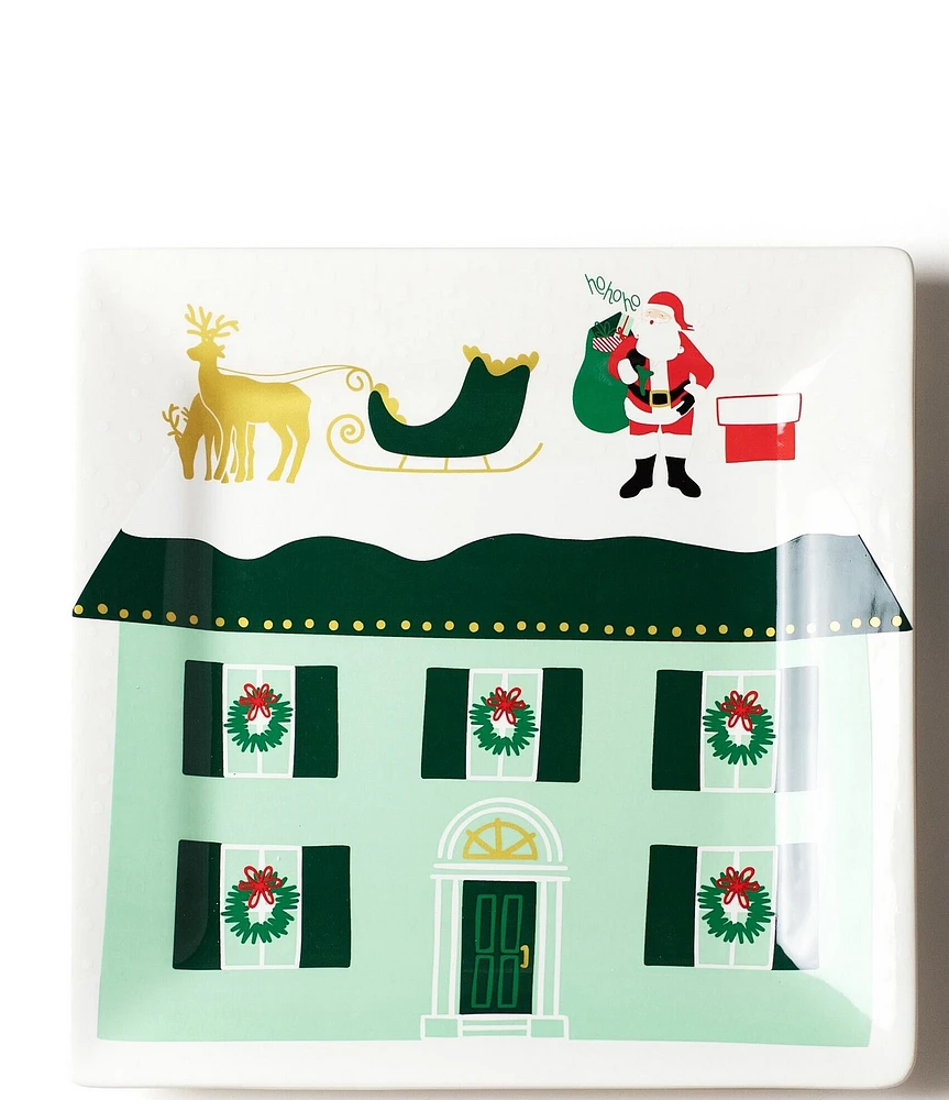 Coton Colors Christmas in The Village Santa on the Rooftop Square Platter