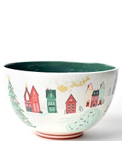 Coton Colors Christmas in The Village Scene Footed Bowl