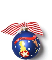 Coton Colors Circus Glass Ornament with Red and White Swirl Stand Set