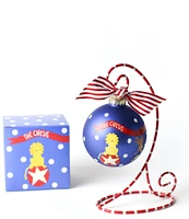 Coton Colors Circus Glass Ornament with Red and White Swirl Stand Set