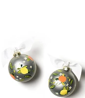 Coton Colors Citrus Glass Ornament with White Swirl Stand Set