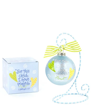 Coton Colors For This Child Blue Glass Ornament with Swirl Stand Set