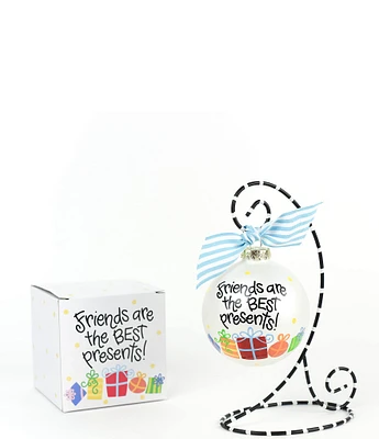 Coton Colors Friends are the Best Presents Glass Ornament with Swirl Stand Set