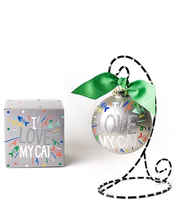 Coton Colors I Love My Cat Popper Glass Ornament with Swirl Stand Set