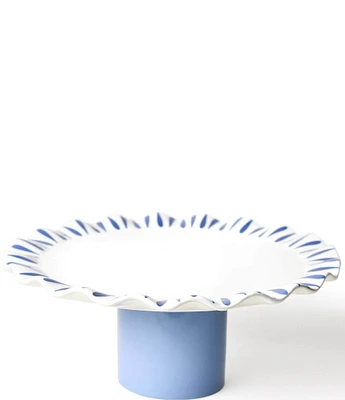 Coton Colors Iris Blue Drop Large Ruffle Cake Stand