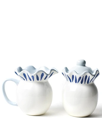 Coton Colors Iris Blue Drop Ruffle Cream and Sugar Set