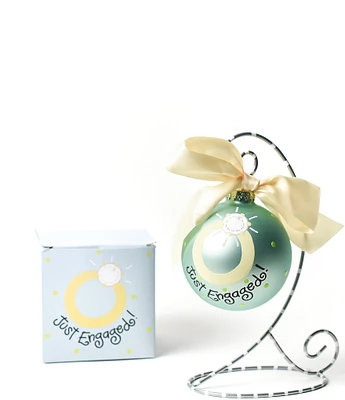 Coton Colors Just Engaged Glass Ornament with Swirl Stand Set