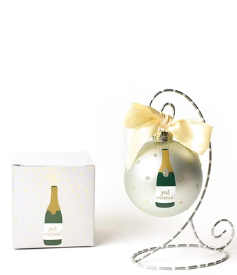 Coton Colors Just Married Champagne Glass Ornament with Swirl Stand Set