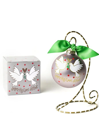 Coton Colors Merrily Ever After Dove Glass Ornament with Swirl Stand Set