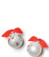 Coton Colors Nutcracker Glass Ornament with Silver and White Swirl Stand Set