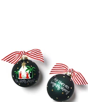 Coton Colors Oh Holy Night Glass Ornament with White Swirl Stand Set