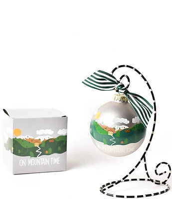Coton Colors On Mountain Time Glass Ornament with Stand Set