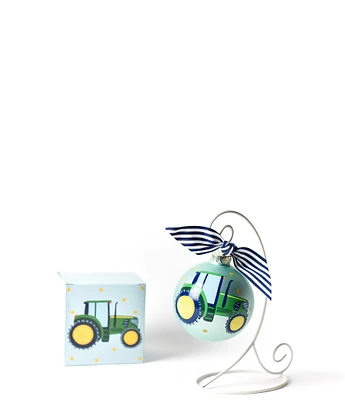 Coton Colors On The Farm Tractor Glass Ornament with Swirl Stand Set