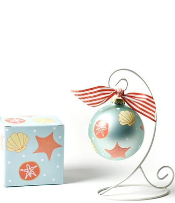 Coton Colors Shells Glass Ornament with White Swirl Stand Set