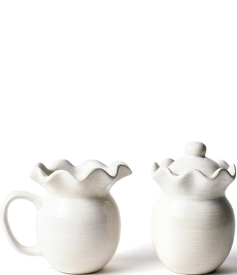 Coton Colors Signature White Ruffle Cream and Sugar Set