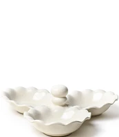 Coton Colors Signature White Ruffle Three Bowl Server