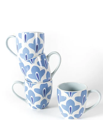 Coton Colors Iris Blue Sprout Mugs, Set of 4