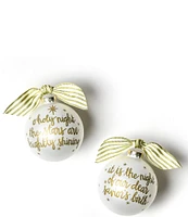 Coton Colors Stars are Brightly Shining Glass Ornament with Gold and White Swirl Stand Set