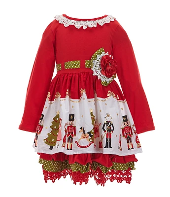 Counting Daisies Little Girls 4-6X Long Sleeve Nutcracker-Border-Print Fit & Flare Dress